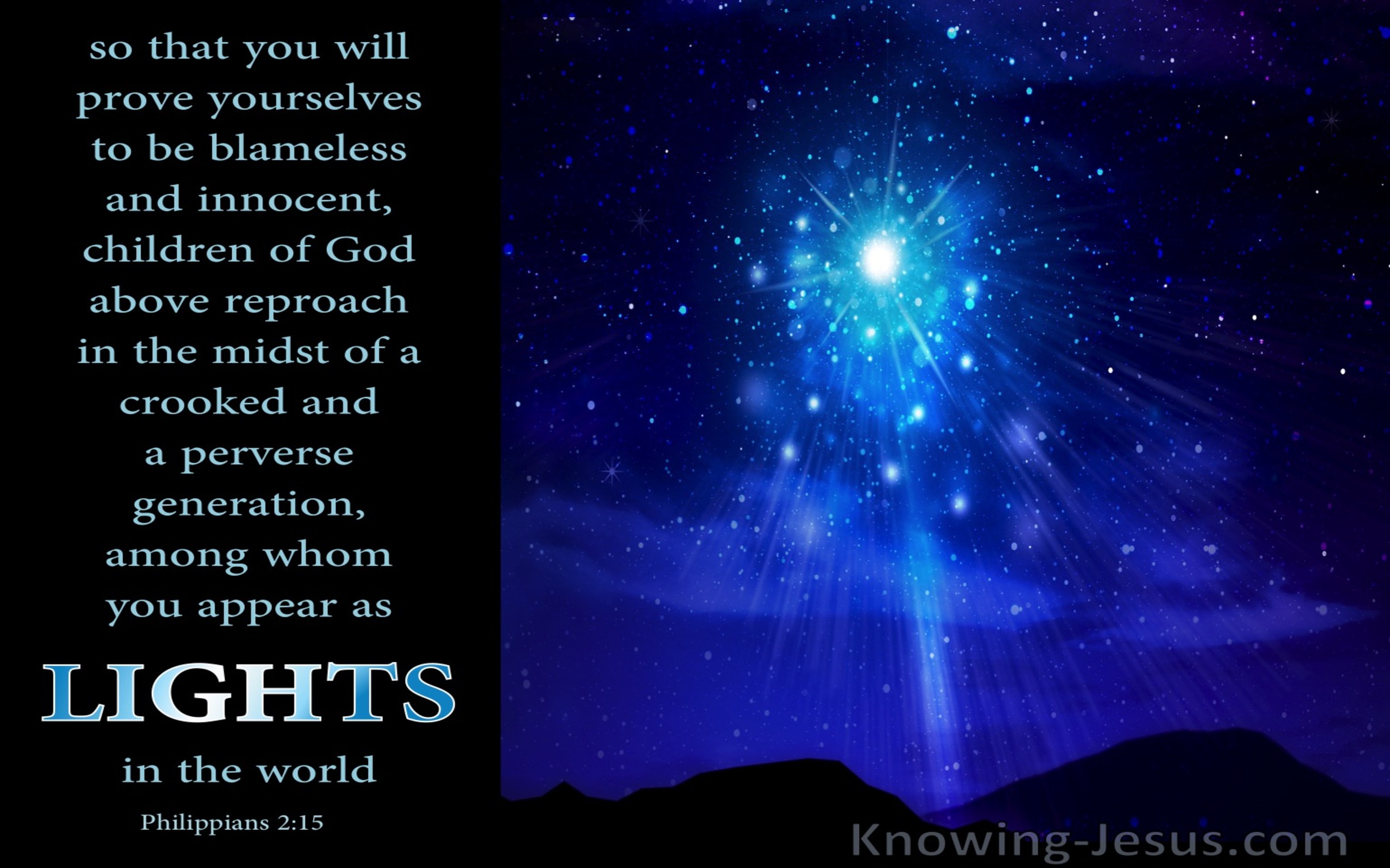 Philippians 2:15 Shine As Lights In The World (blue)